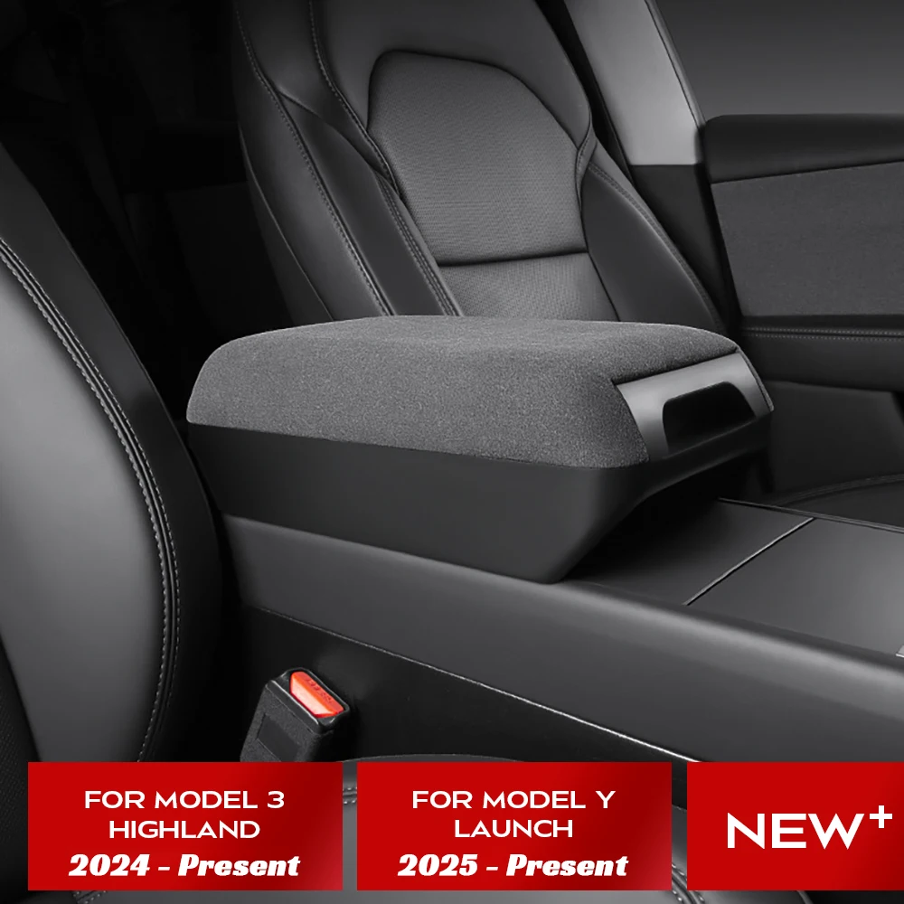 

Tesla Model Y Juniper 2025 2026 Center Console Armrest Organizer Box Heightened Cushion Suede Interior Upgrade for Model 3