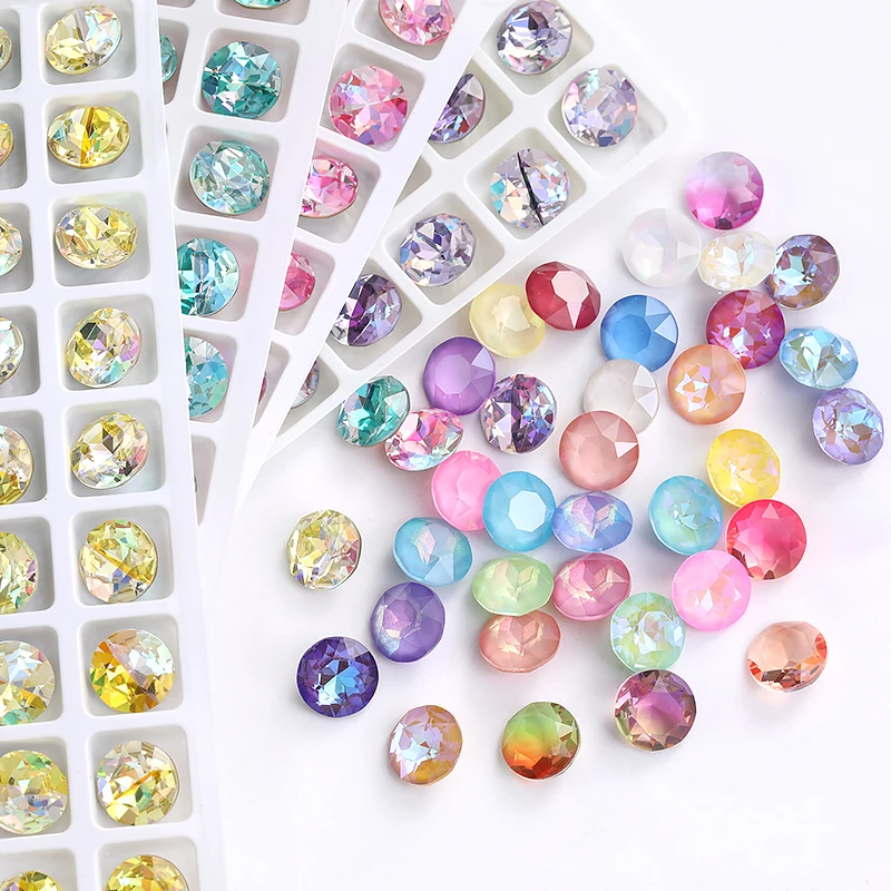 10mm 45pcs/Pack Round K9 Glass Crystal Beads Loose Rhinestones for Clothing Pointback Stones Gems for Craft DIY Accessories