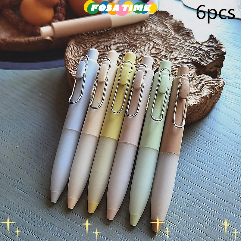 6Pcs/Set Mini 0.5mm Core Neutral Pen Cute Carbon Pen Portable Short Pocket Pen Durable Bullet Tip Pen Students School Supplies