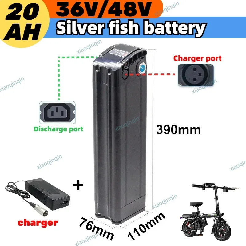 

High-quality 36V/48V 15Ah-20Ah Silver Fish Battery for 350W 400W 500W Emotorcycle BURCHDA R8s,DYU-A5,JINGHMA-R8,ENGWEI-S3