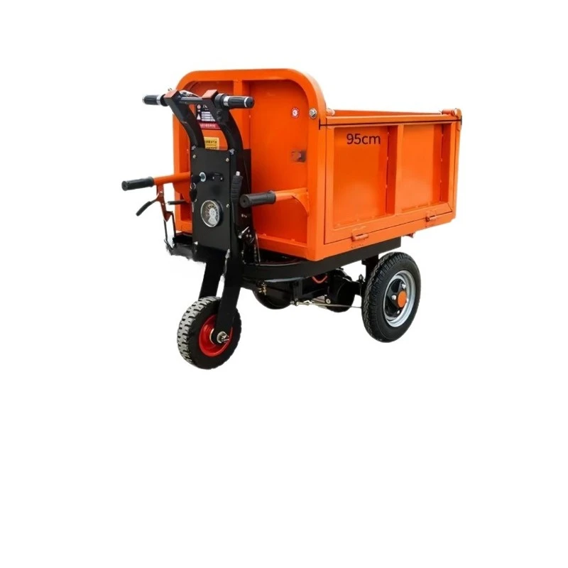 Small construction site electric hand push dump truck can stand type load king engineering gray bucket car three-wheeled