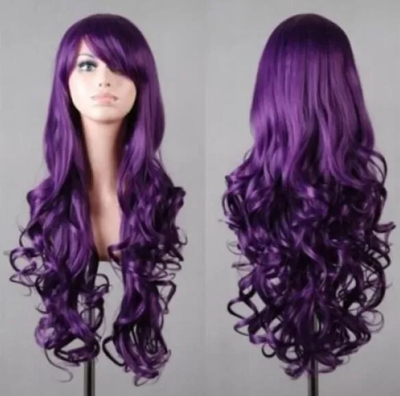 Fashion Long Assorted Color Harajuku Fluffy Wavy Synthetic Cosplay Wig Hair