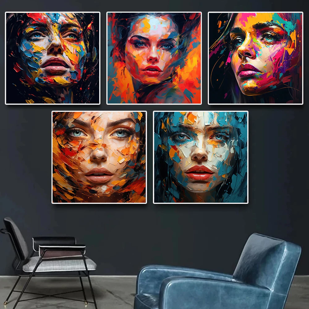 

Modern Popular Graffiti Colorful Woman Portrait Canvas Painting Abstract Character Posters Print Wall Art Living Room Home Decor