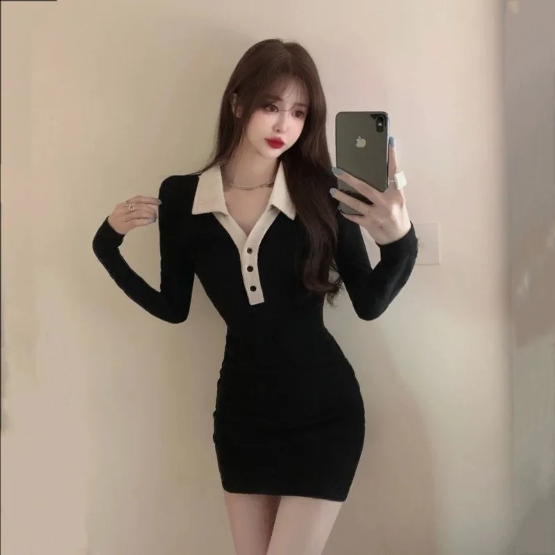 Sexy vestido feminino bodycon apertado elegante festa espartilho outfits completo casual juventude retro algodão feminino vestidos de manga longa coquette