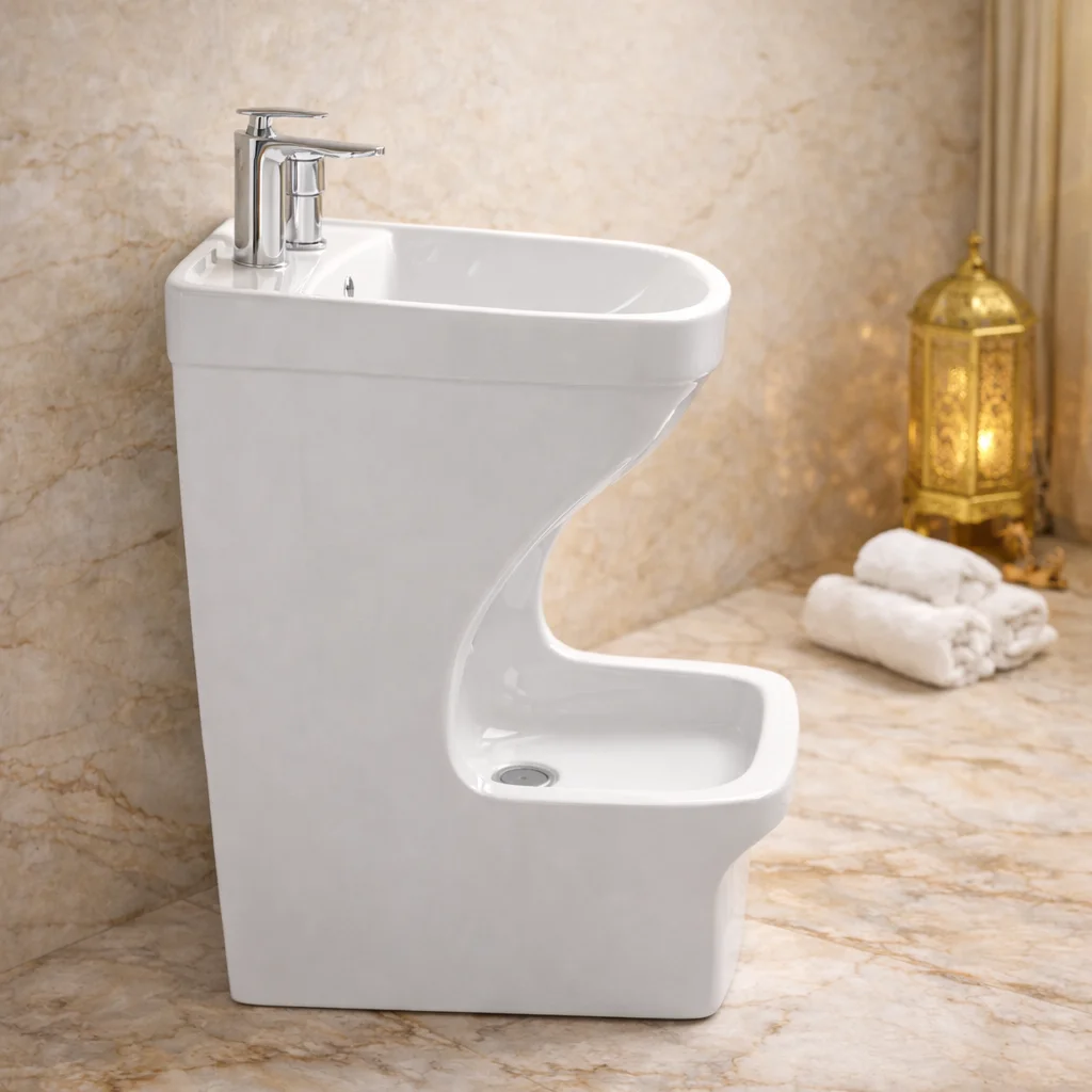 # Modern Muslim Sink Foot Bath Wudu Basin Drainer Prayer Easy Clean Lever Handle Eco-Friendly 9L Single Hole Faucet High Quality
