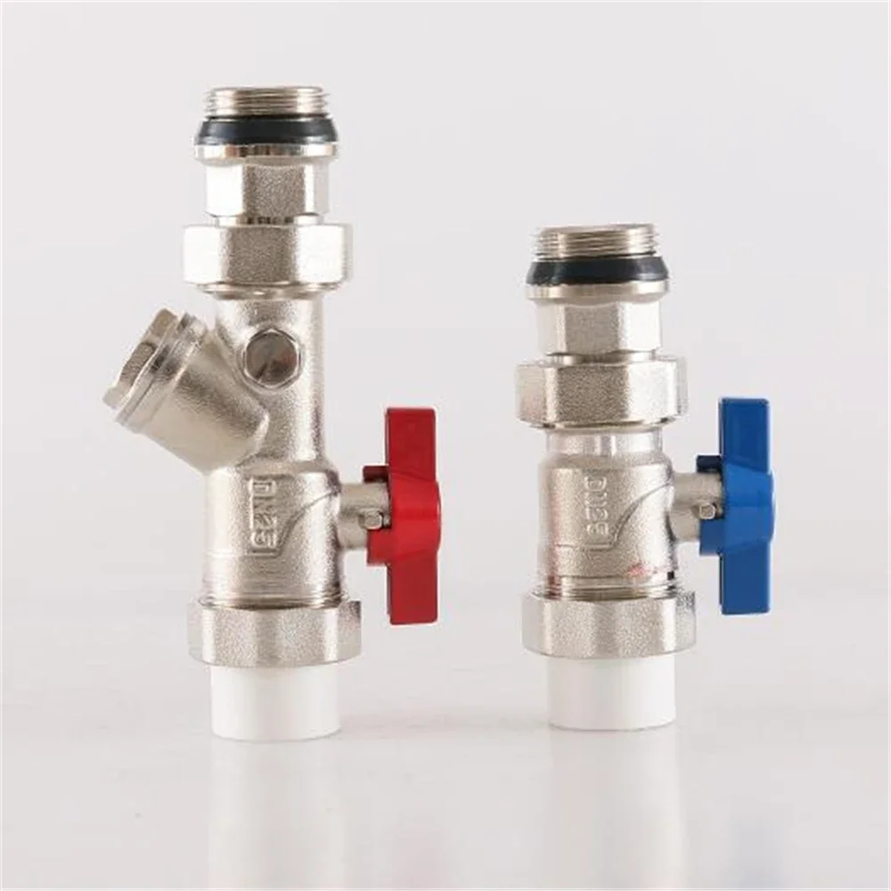 Floor Heating Main Valve Electroplating PPR25 Straight Filter Ball Valve Silver PPR32 Water Trap Valve