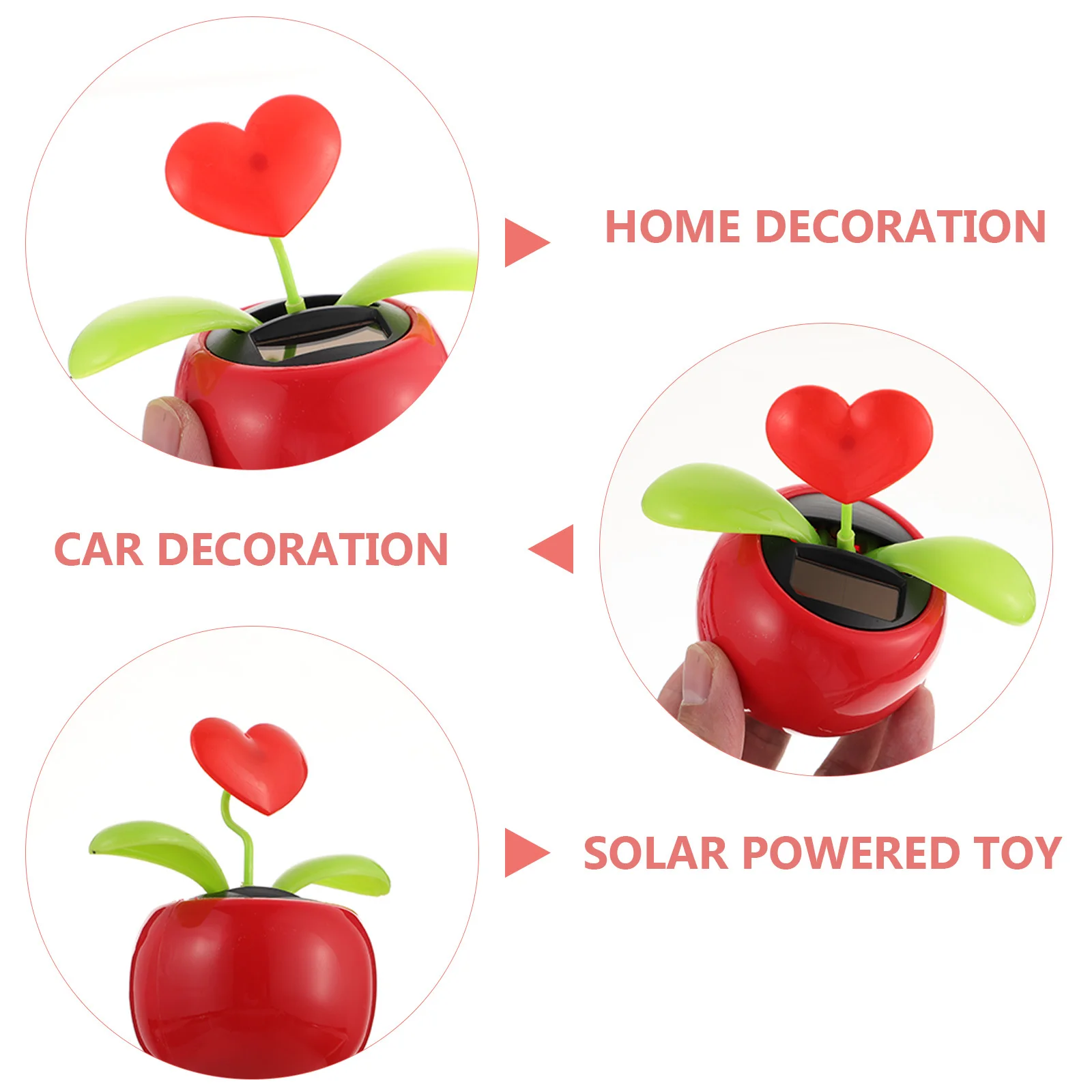 

2pcs Solar Car Dashboard Decoration Heart Shape Automatic Swinging For Office Desk Window Home Decor Solar Powered