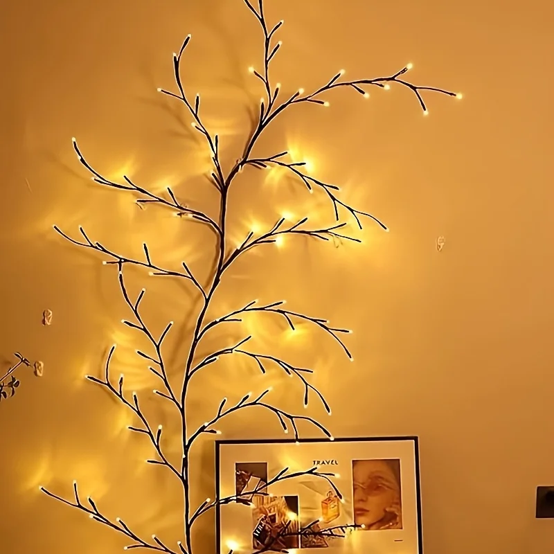 Flexible Curving Dry Twig Vine Lights, Glowing Branch Fairy Lights, Farmhouse Exterior Wall Porch Vintage Landscape Decoration