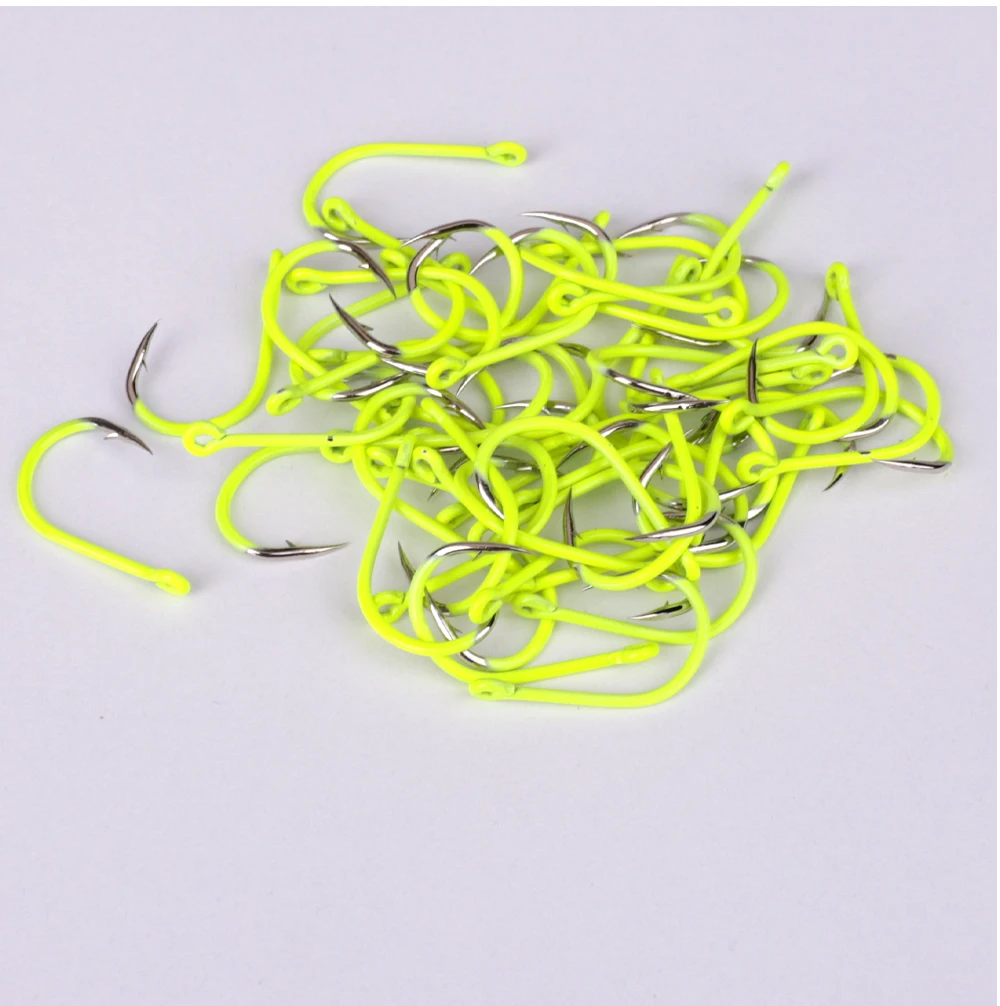 NGB 50PCS Sharp High-carbon Stahl Angelhaken Stacheldraht Fluoreszierende Angeln Langlebig Haken Fisch Getriebe Kampf Haken Mit Auge für Karpfen – Detail 12