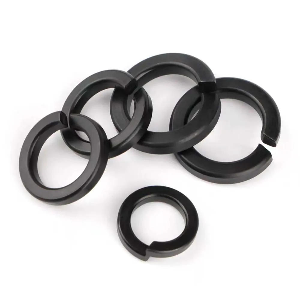 GB93 Anti‑Loose Elastic Split Lock Washer, Black 304 Stainless Steel Spring Gasket Fastener M2‑M24, 2‑20Pcs