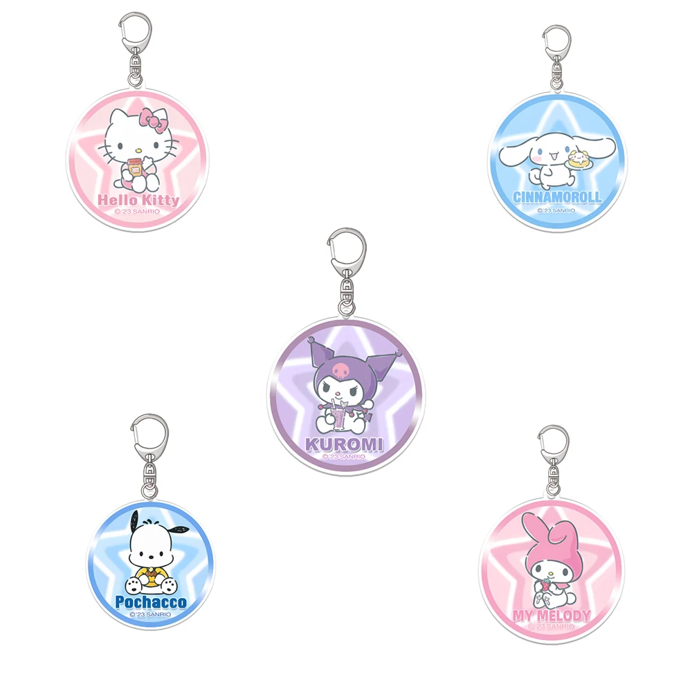 

New Kuromi Hello Kitty Annual Badge Acrylic Cute Chubby Pendant Jewelry Car Girl Gift Bag Charms Figure Key Ring Keychain