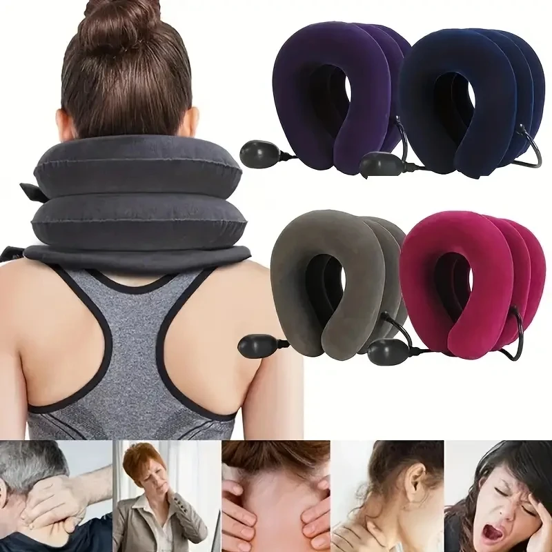 1 Piece Single Tube Semi-Plush Air Cervical Massage Relaxation Pillow, Effective Neck Relaxation, Suitable for Men and Women - M