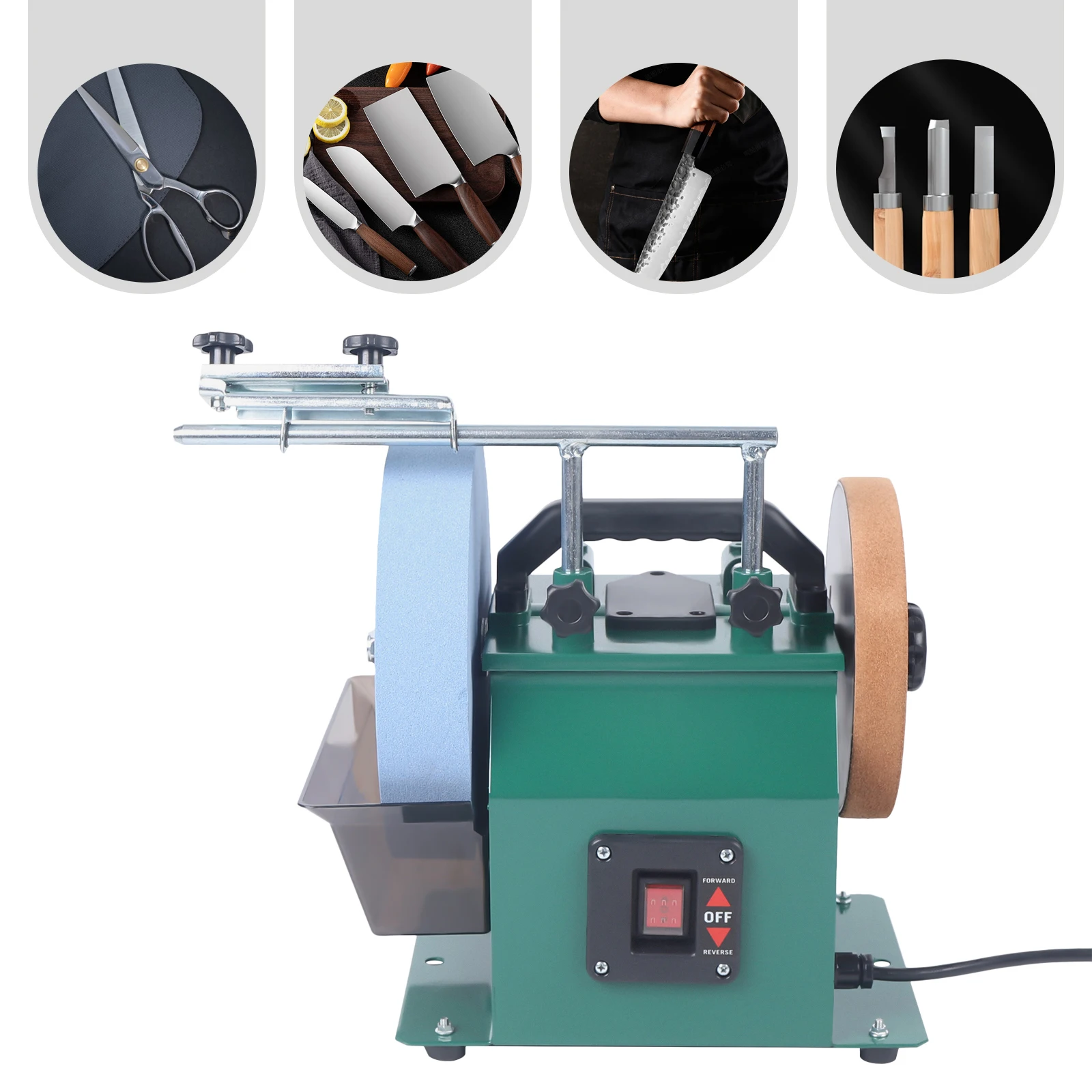 10 Inch Electric Knife Sharpener Sharpen Polishing Machine Sander Blade Grinding, 240W 110V