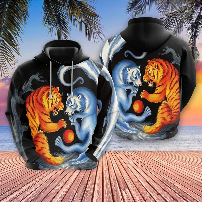 2025 ثلاثية الأبعاد بنغال النمر مطبوعة الرجال هوديي Harajuku موضة الحيوان هوديي ملابس رياضية القوطية الرجعية الرعب #1