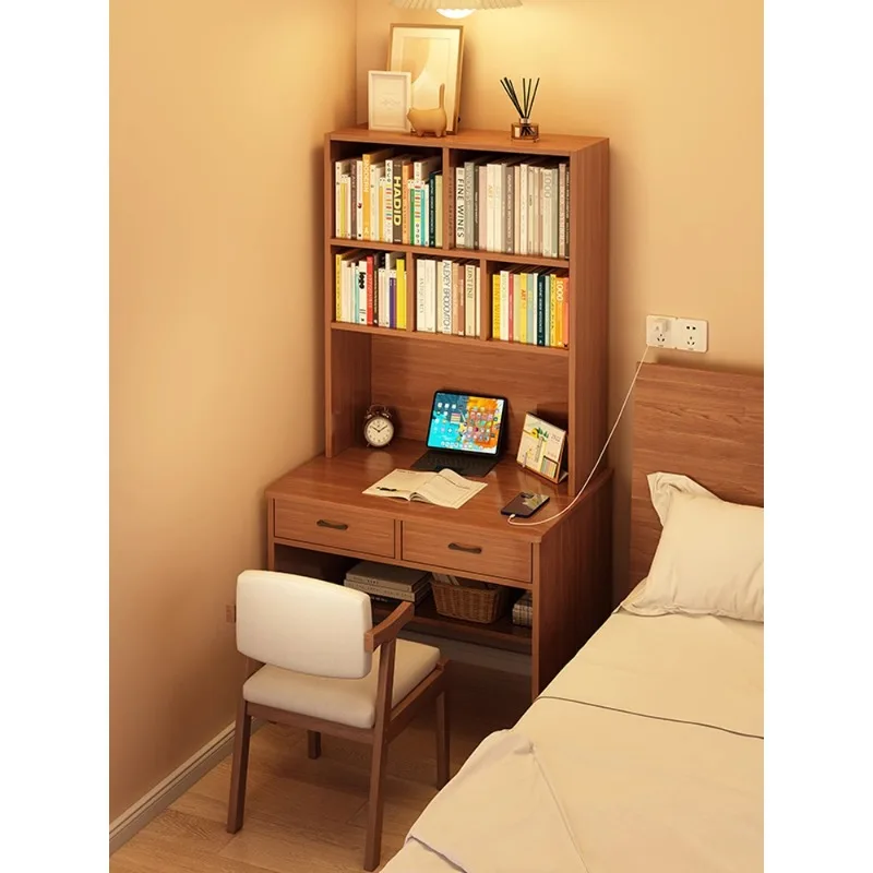 

Small apartment bookshelf integrated table student home learning writing bedroom office computer desk