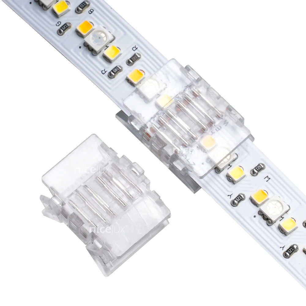 LED Strip Connector 6 Pin 10mm 12mm Solderless Transparent Connector for 3528 RGBCCT 5050 SMD LED Tape To Wire Or Board Connect