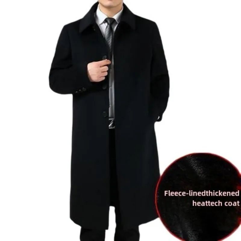 2024 Men's Clothing Woolen Coats Fashion Trench Coat Winter Men Clothes Thickened Plush Wool & Blends Real Fox Fur Collar