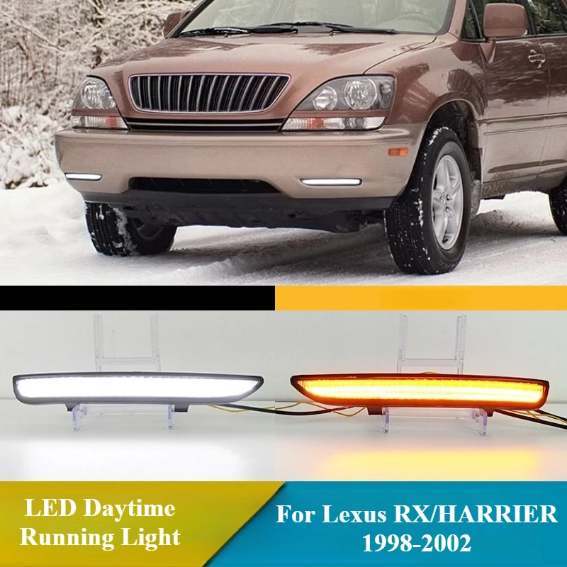 

For Lexus RX/HARRIER‌ 1998-2002 LED Daytime Running Light Car Driving Steering Front Bumper Fog Light DRL Dynamic Turn Singal