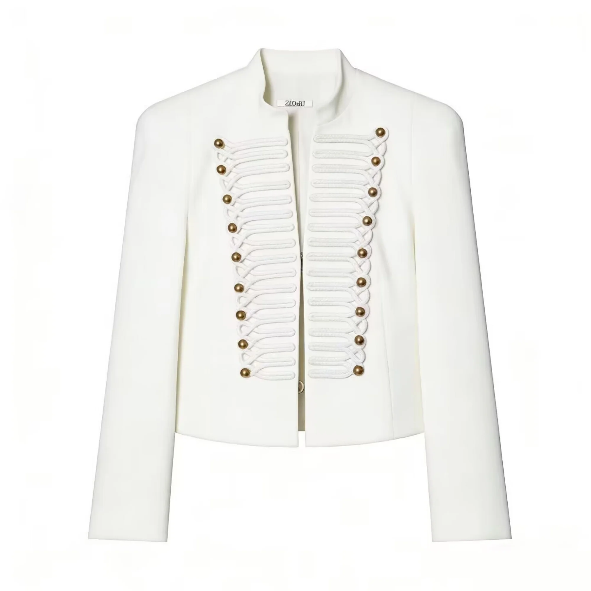 Women's High Street Jackets 2026 Spring New Chic Female O-Neck Single Breasted Solid Napoleon Jackets Fashion Casual Lady Coats