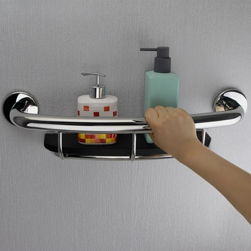 Bathtub Safety Rail ADA Compliant,‌Medical Grade Shower Grab Bar,  Bathroom Storage Shelf, Elderly Toilet Assist Handle No Drill