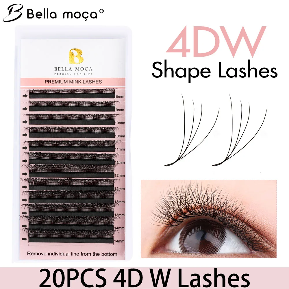 20PCS 4DW Lashes 4D-W Shaped Lashes 4D W Shaped Eyelashes Extension Brazilian Cilia Natural False Eyelashes Shipping From Brazil