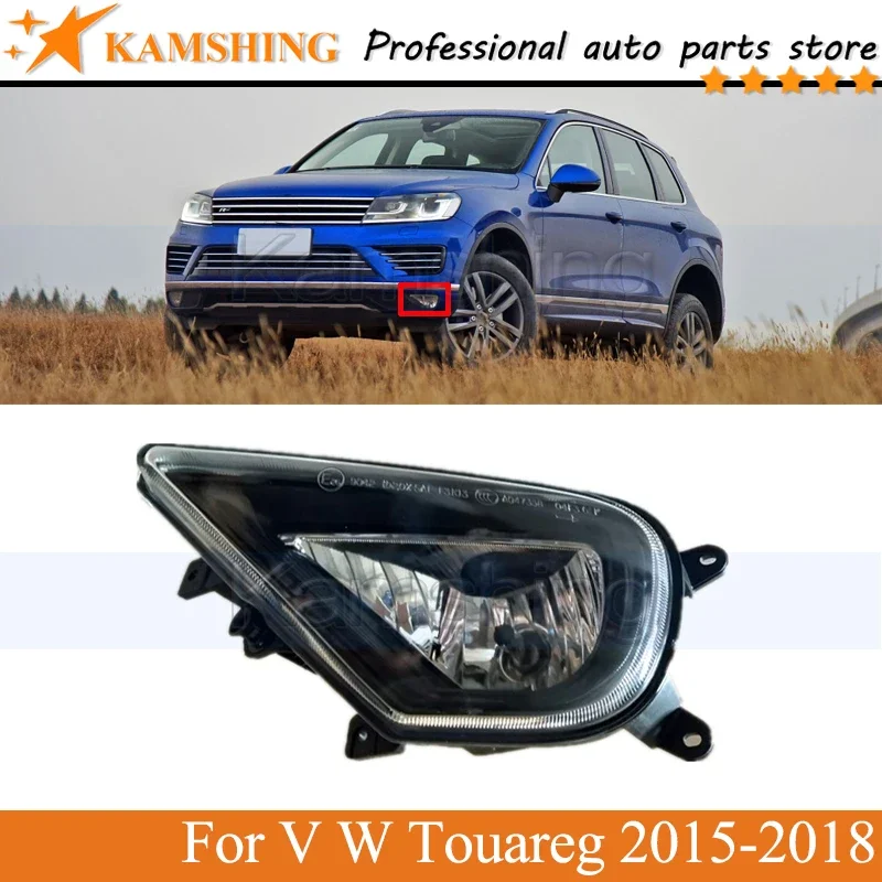 Kamshing Front Bumper Fog light For V W Touareg 2015 2016 2017 2018 front driving light FogLight Running lamp Bumper lamp