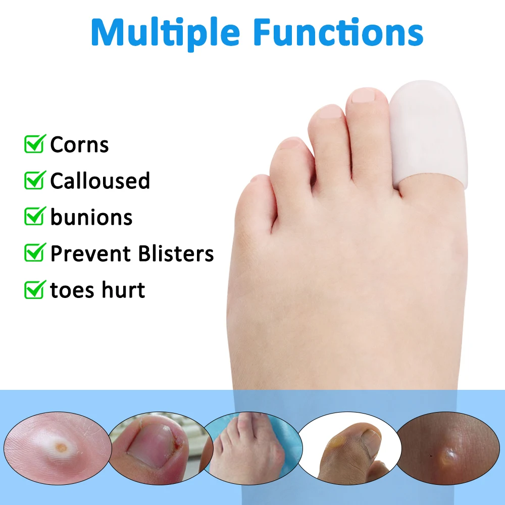 Pexmen 2/4Pcs Gel Big Toe Caps Covers Prevention for Corns Blisters and Ingrown Toenails Foot Pain Relief Protector