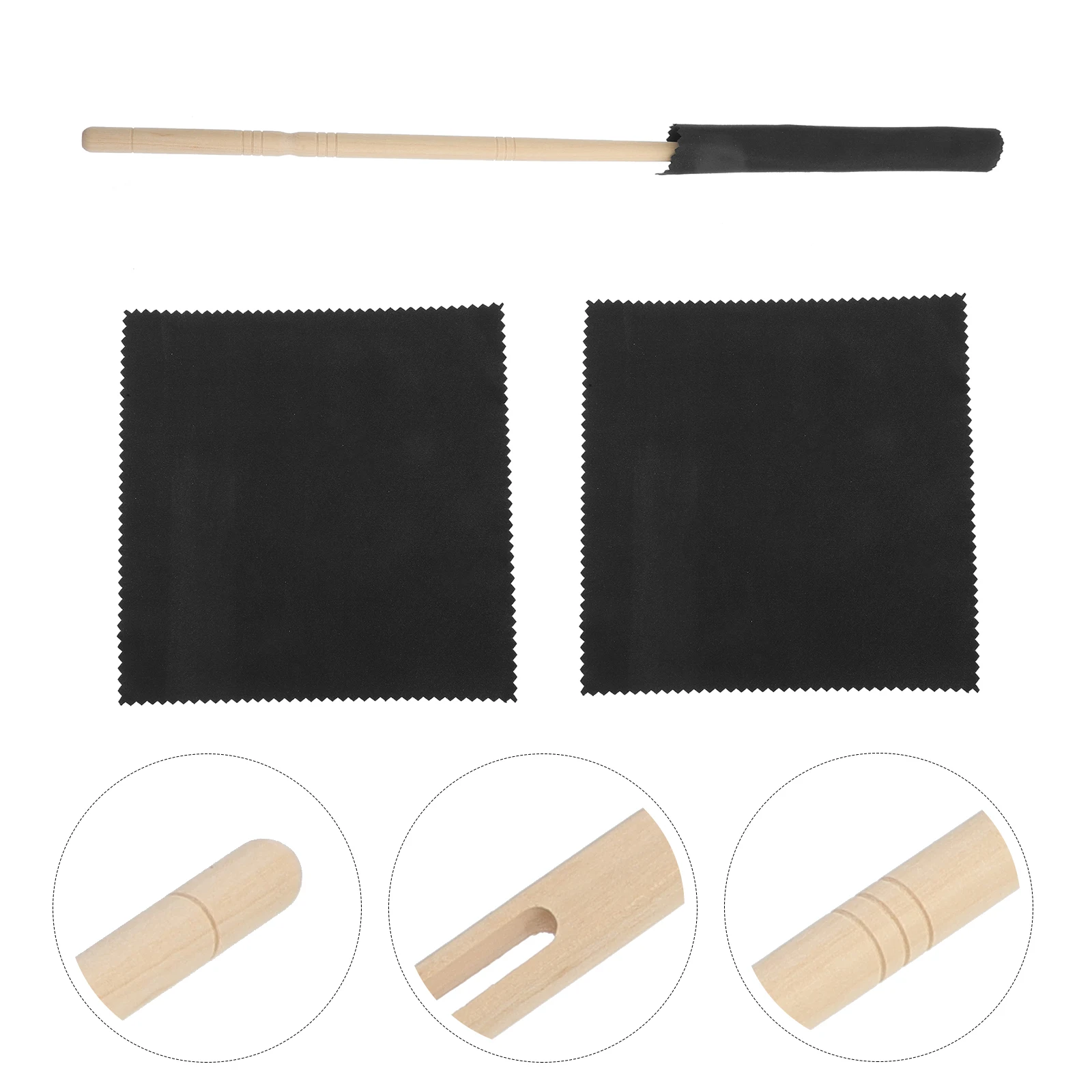 

Flute Cleaning Stick Kit Polishing Cloth Cleaner Cotton Swab Musical Instrument