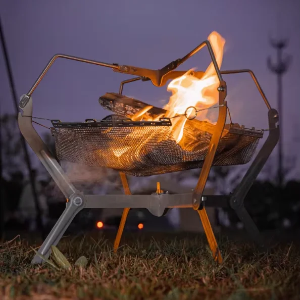 New Design Portable Titanium Alloy Campfire Stove Outdoor Fire Pit Camping Bonfire Stand Barbecue Grill