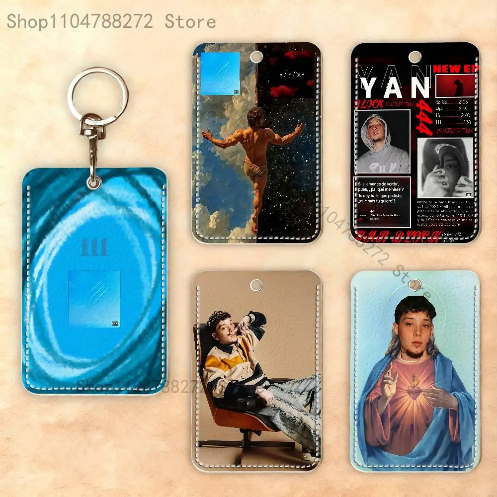Yan Block 111 444 Premium PU Leather Card Holder Card Case with Metal Carabiner,Customizable Design for Daily Use