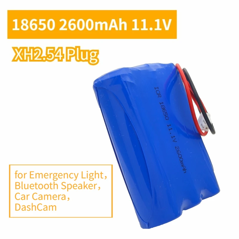 18650 11,1 V 2600 mAh Li-Ion 3S1P wiederaufladbarer Akku für Faszienpistole, Notlicht, Bluetooth-Lautsprecher mit XH2.54-Stecker