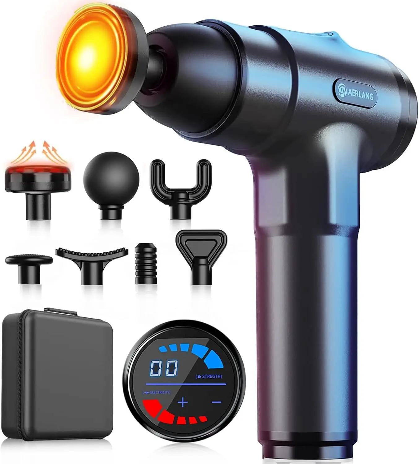 

Deep Tissue Massage Gun with Heat, 7 Heads & Silent Operation for Pain Relief - Perfect Gift for Men & Women