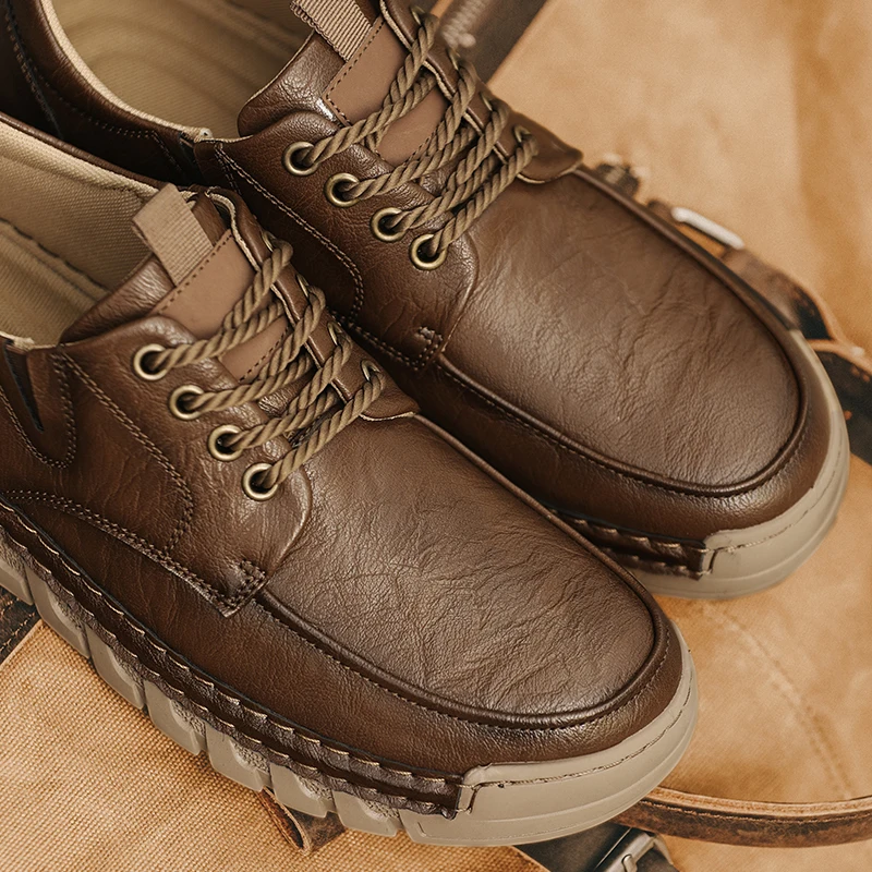 

Модные осенне-зимние мягкие удобные большие туфли с ручной строчкой, размеры 39–47, повседневные нескользящие мужские туфли-оксфорды без шнуровки