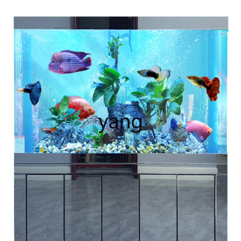 Yjq Fish Tank Large Living Room Aquarium Screen Super White Glass Fish Globe Change Water Bottom Filter High-End