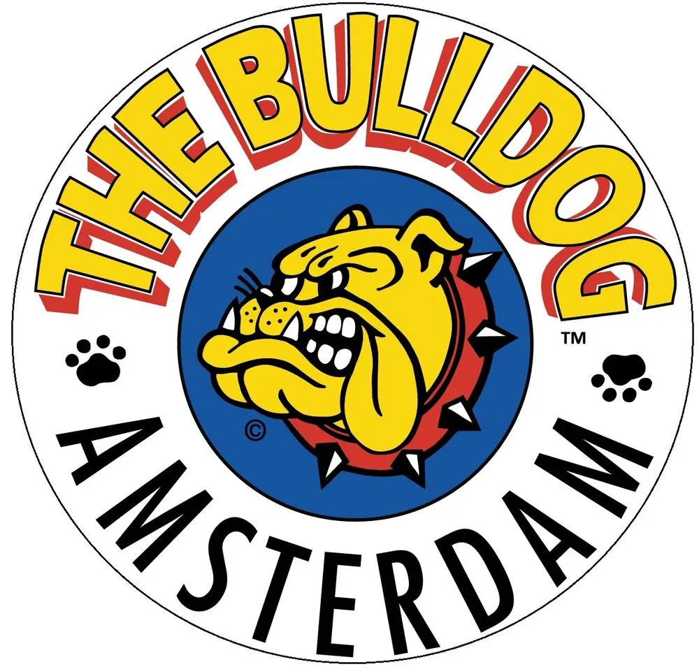 THE BULLDOG AMSTERDAM ROUND VINYL MATTE FINISH REMOVABLE STICKER Angry Bulldog Mascot Sticker Blue and Black Decoration