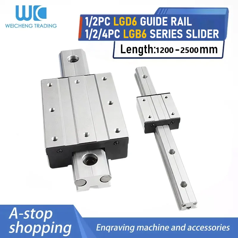 1/2PC LGD6 Mini Linear Guide Rail Kit 1/2/4PC LGB6-60L-4 LGB6-100-4 Sliding Block 1200-2550MM 3D Printer CNC Linear Motion Parts