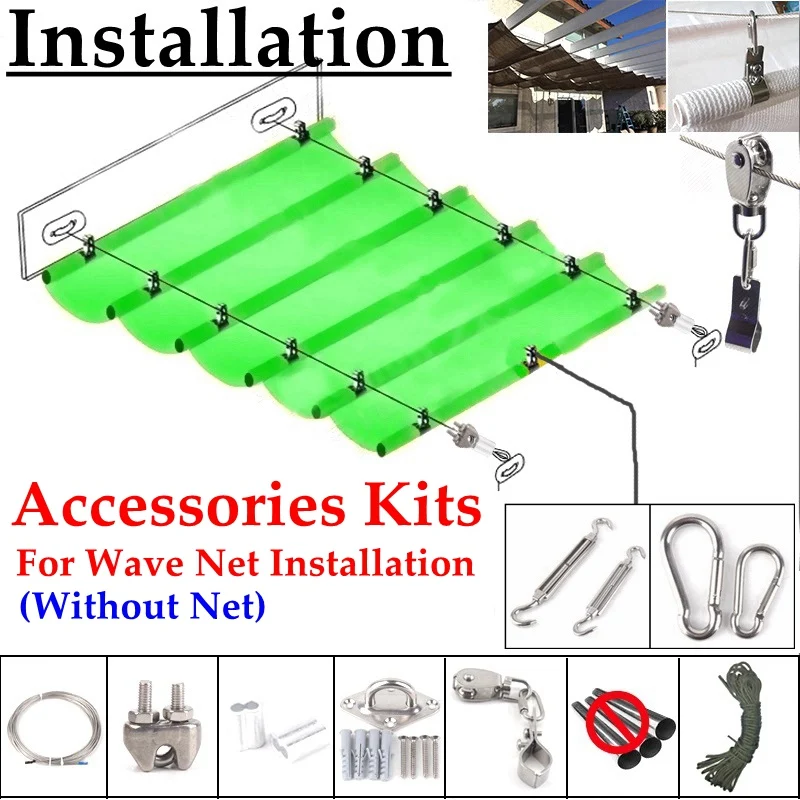 

SS304 Telescopic Wave Sunshade Net Installation Parts Sunshade Net Accessories Set Stainless Steel Clamp Pulley Rope Without Net