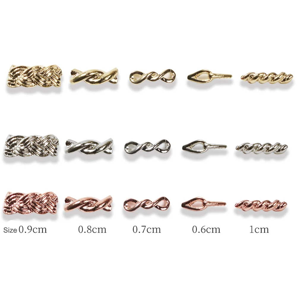 20szt Alloy Nail Art Charm Gold/Silver Twist Metal Nail Arrow Nail Decoration Biżuteria DIY Japanese Design Nail Decor Parts 4x9mm