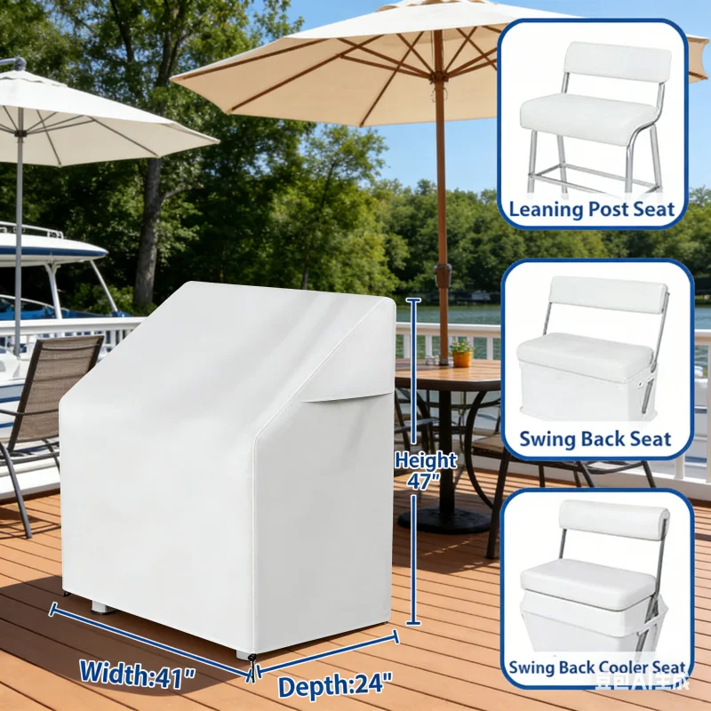 

Universal Boat Chair Cover Waterproof Dustproof Patio Furniture Protector for Deck Outdoor Yacht