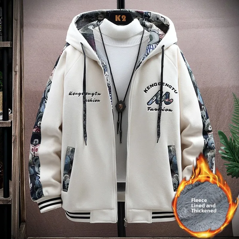 

Утепленная хлопковая куртка с капюшоном для мужчин и молодежи, свободного кроя, с внутренней застежкой-молнией из полиэстера, теплая, морозостойкая, модная, универсальная
