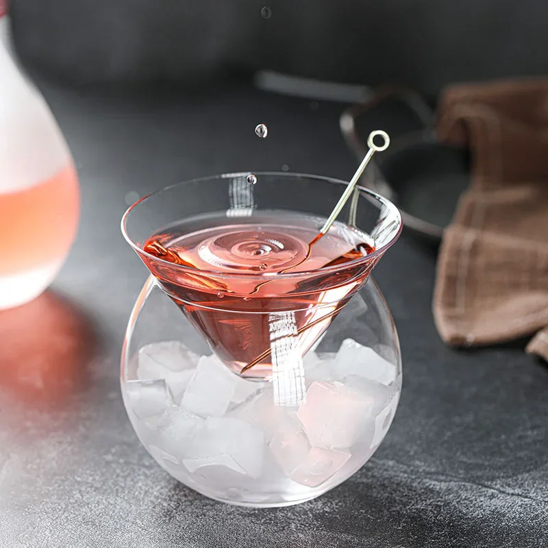 new Molecular Mixology Interlayer Triangle Tail Iced Crystal Wine Glass Cone Martini Globular Set Bartender Special Drinking Cup