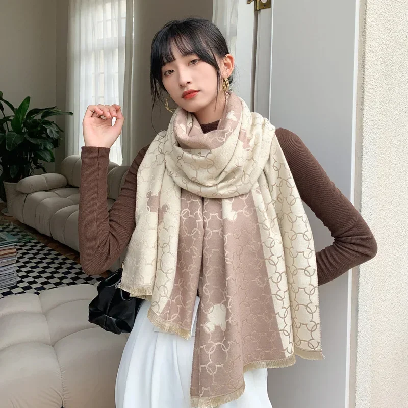 Mickey Mouse Scarf New Disney Anime Characters Warm Imitation Cashmere Neckerchief Shawl Sweet Style Girdle Casual Fashion Match