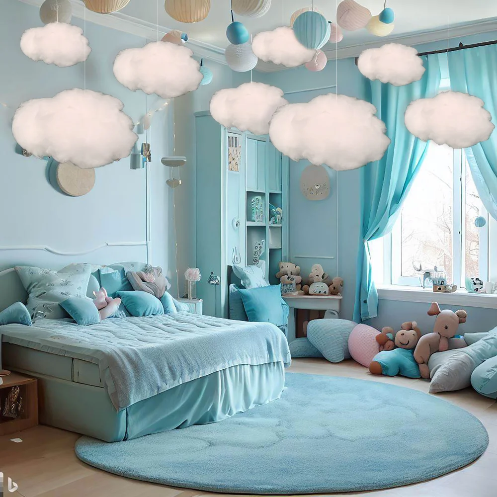 9pcs Clouds Decorations for Ceiling 3D Artificial Fake Clouds Props for Wedding Stage Show Party Decor Kids Bedroom Decoration