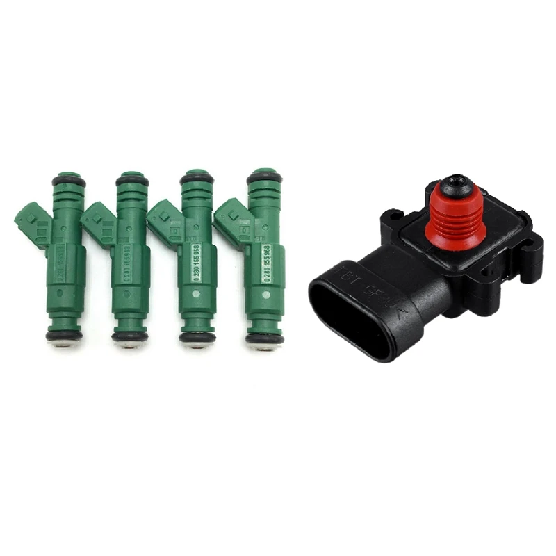 2 Set Car Accessories: 1 Set Fuel Injectors & 1 Pcs 3 Bar Air Intake Pressure MAP Sensor