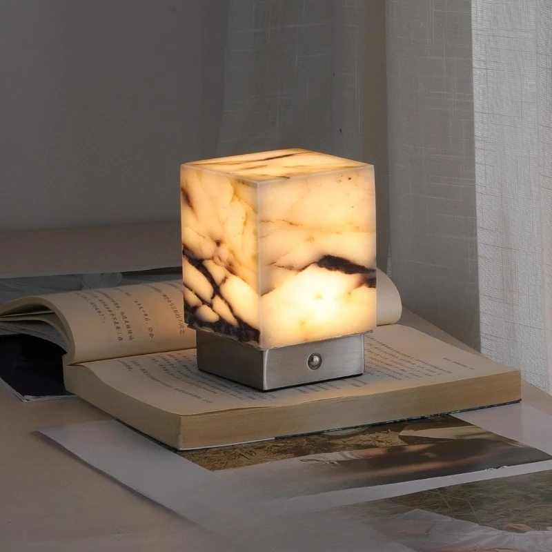 

Purple marble charging table lamp, portable ornament decorative small table lamp designer usb gift