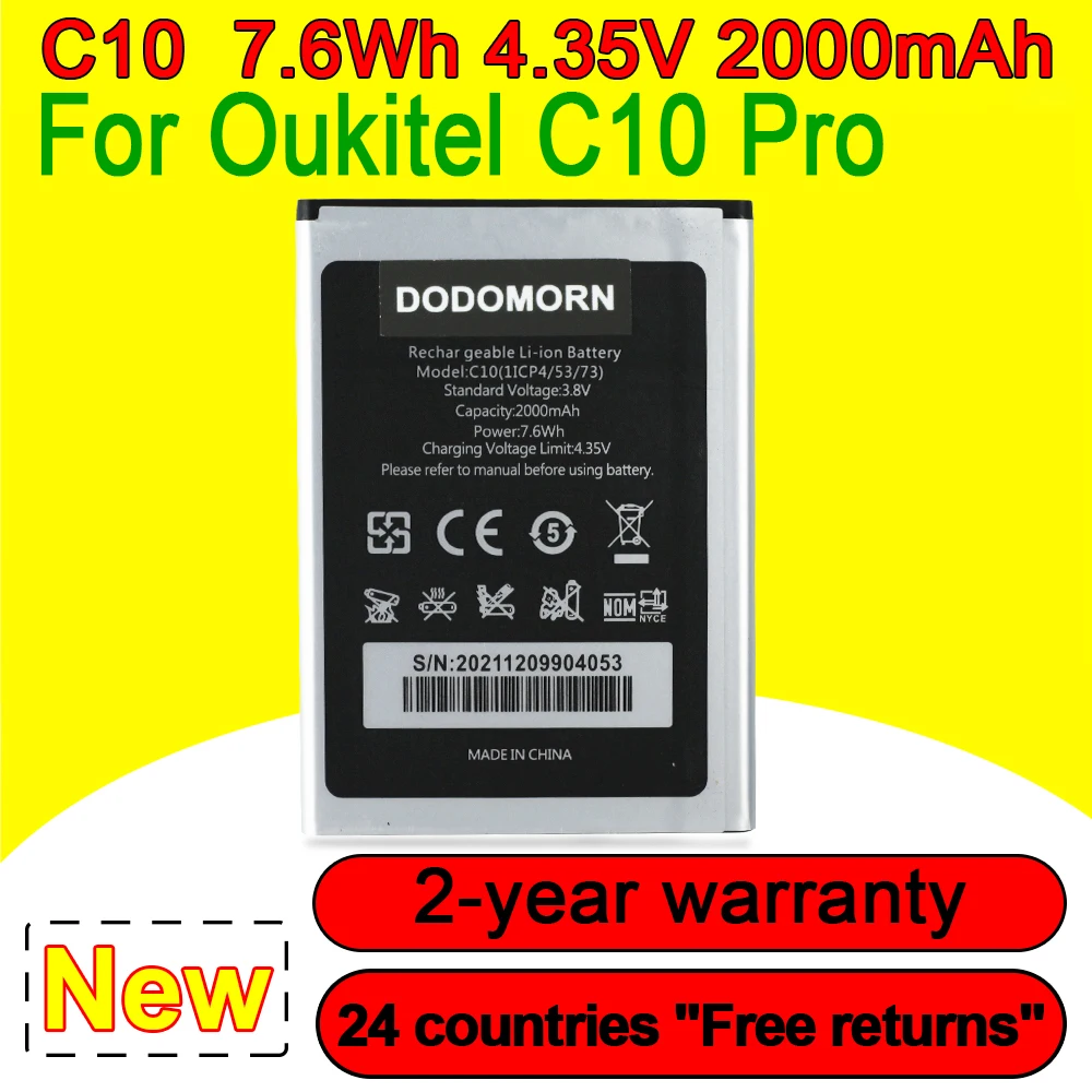 

New 2000mAh Battery C10 For Oukitel C10 PRO Smart Mobile phone High Quality In Stock With Tracking Number