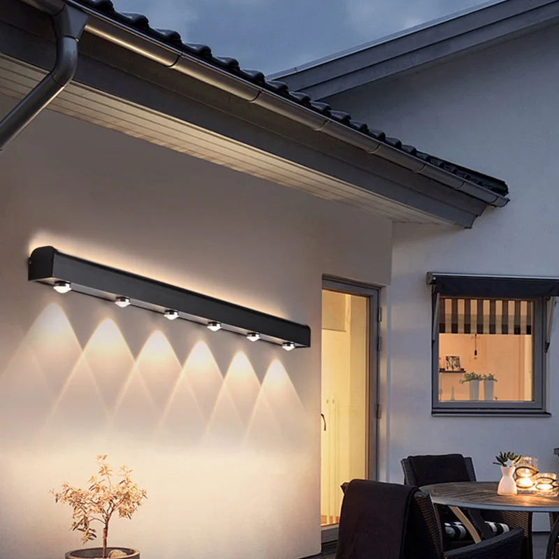 Outdoor Up Down Glowing Long Strip Wall Lamp Courtyard Balcony Atmosphere Wash Wall Lamp Garden Villa Waterproof Porch Light