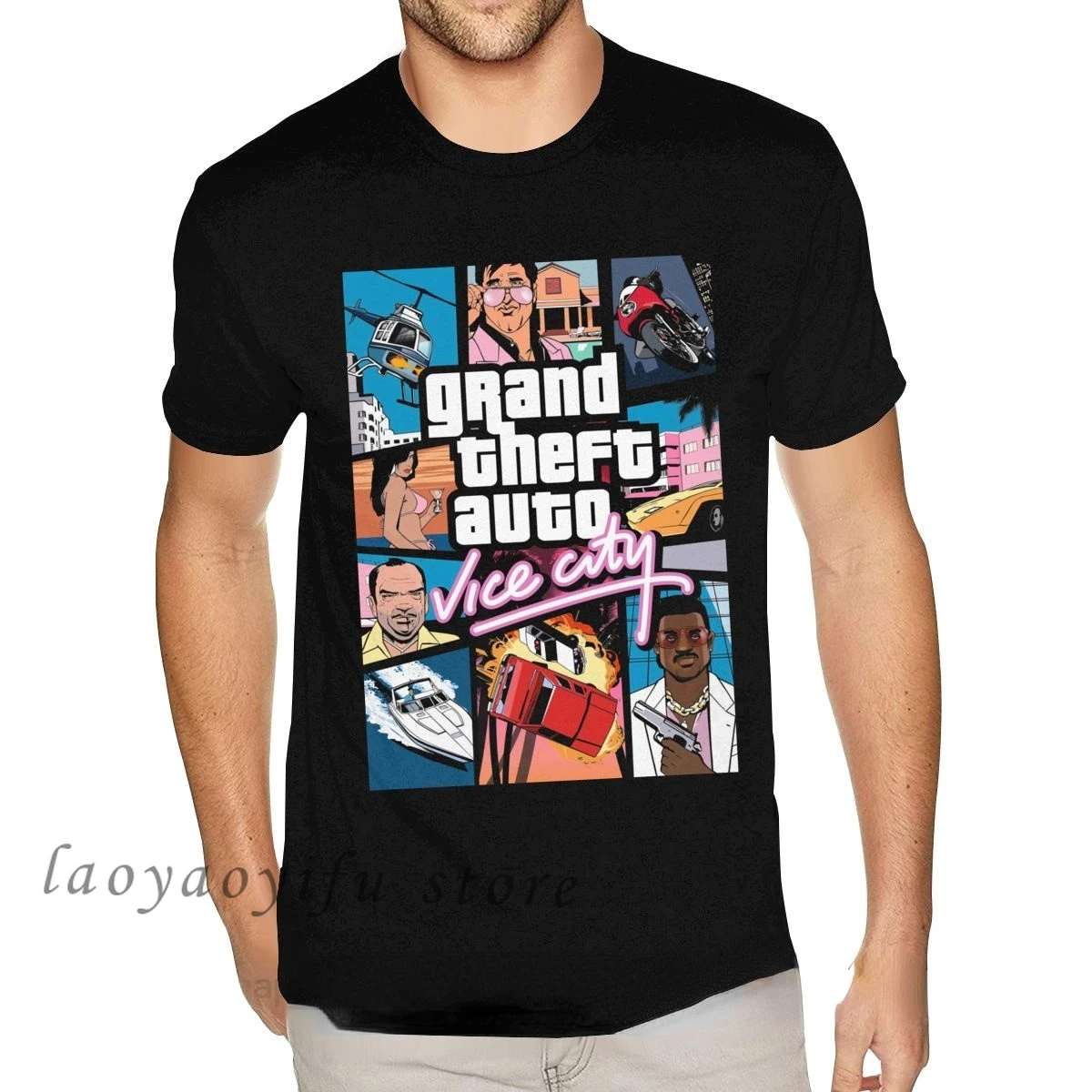 Game Grand Theft Auto Vice City T Shirt GTA Printed T-shirt Shirt Mens Casual Graphic Breathable Tops Ropa Hombre Camisetas