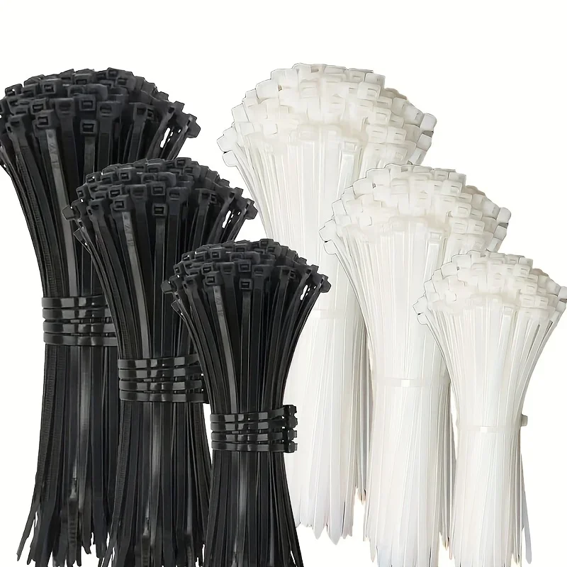 300pcs  Polyester Zip Ties 4.0/6.0/8.0inch Self Locking Quick Release Straps for Secure Zipper Tie Fixing Bundling Cable Ties