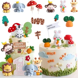 Jungle Safari Animal Cake Topper Lion Giraffe Monkey Elephant For Baby Shower Cake Decoration First Birthday Party Gift Supplies